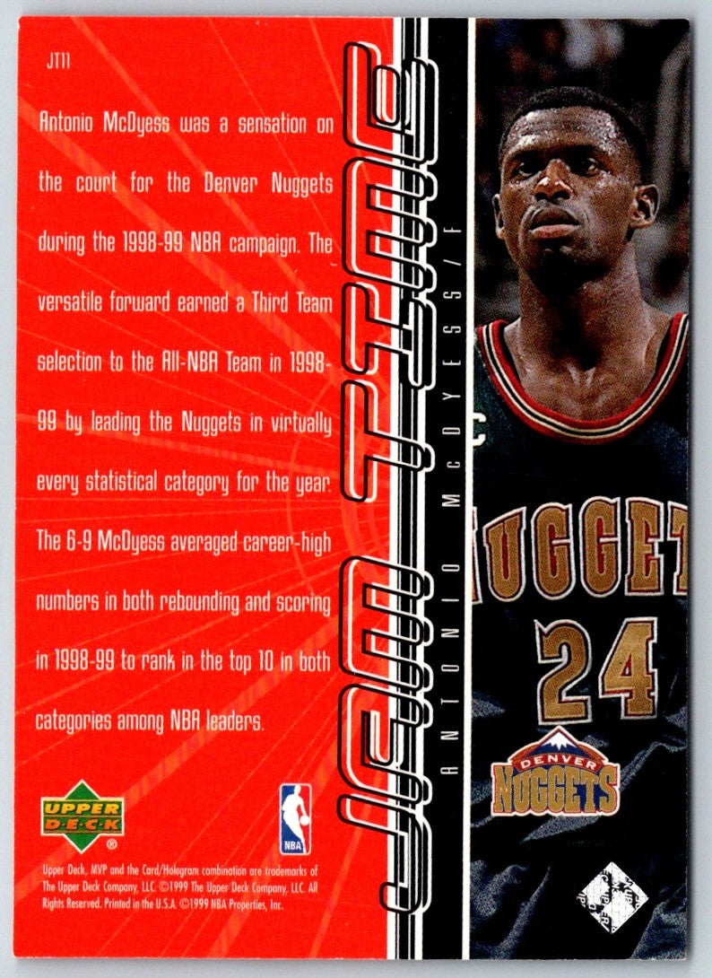 1999 Upper Deck MVP Jam Time Antonio McDyess