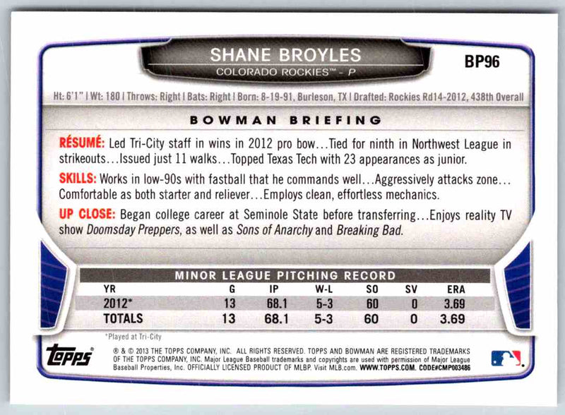 2014 Bowman Shane Broyles