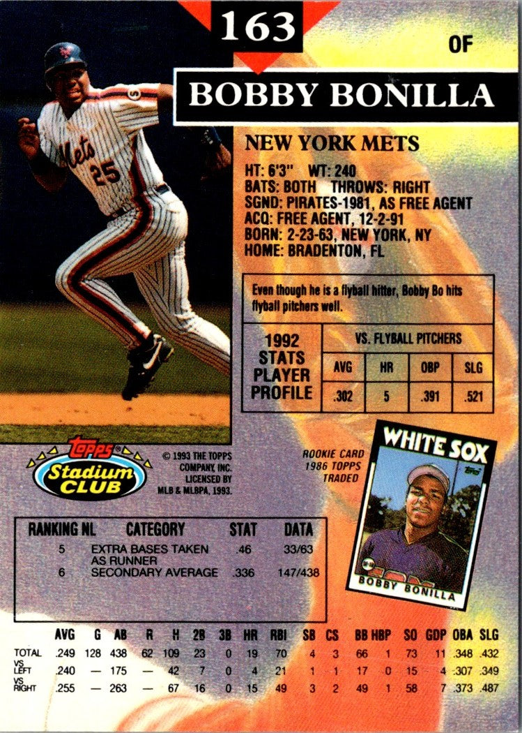 1993 Stadium Club Bobby Bonilla