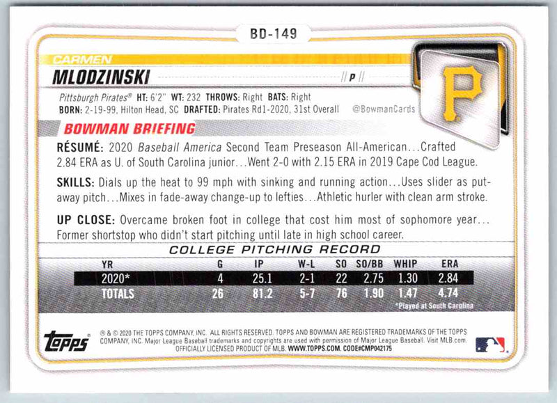 2020 Bowman Carmen Mlodzinski