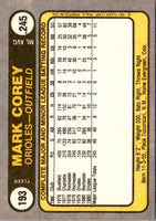 1981 Fleer Mark Corey #193 Rookie