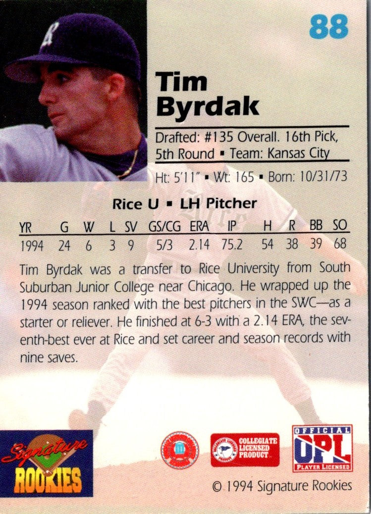 1994 Signature Rookies Draft Picks Tim Byrdak