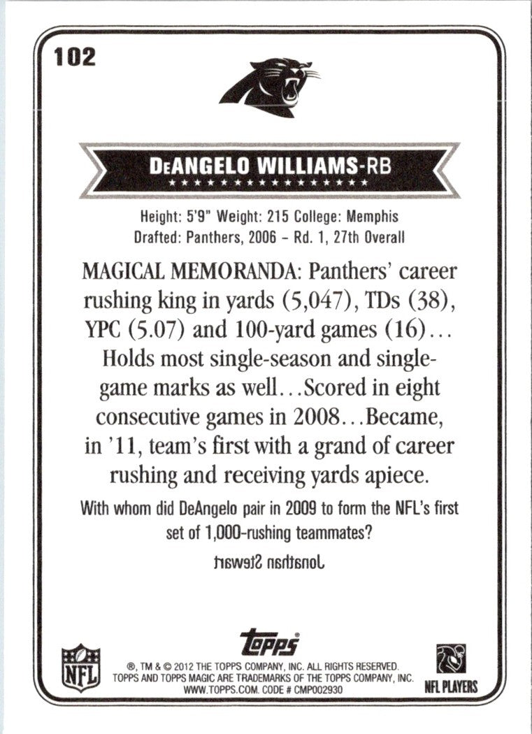 2012 Topps Magic DeAngelo Williams