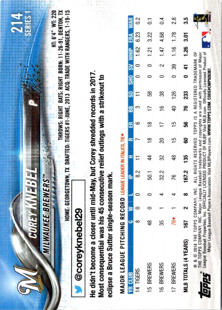 2018 Topps Corey Knebel