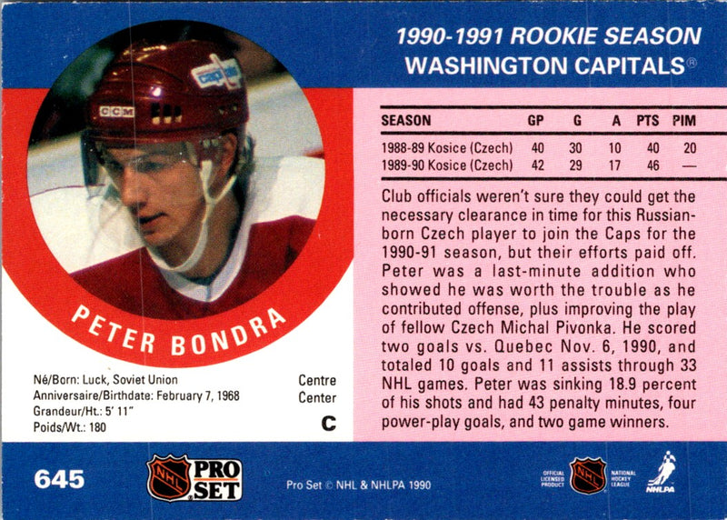 1990 Pro Set Peter Bondra