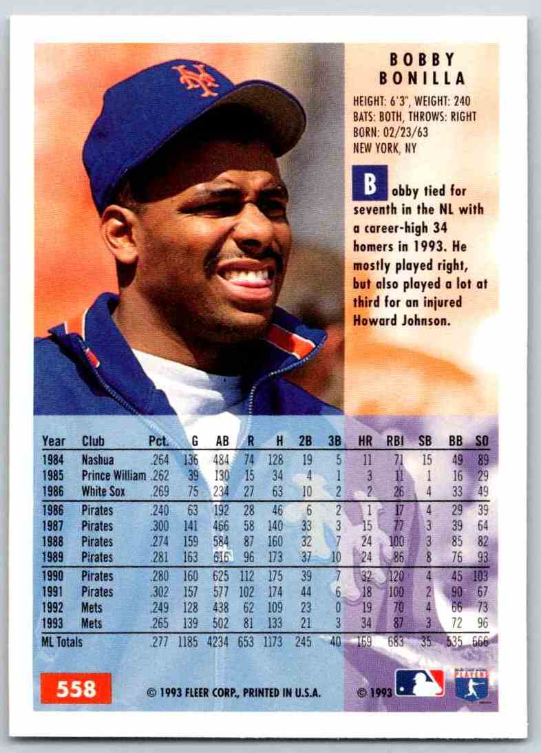 1994 Fleer Baseball Bobby Bonilla