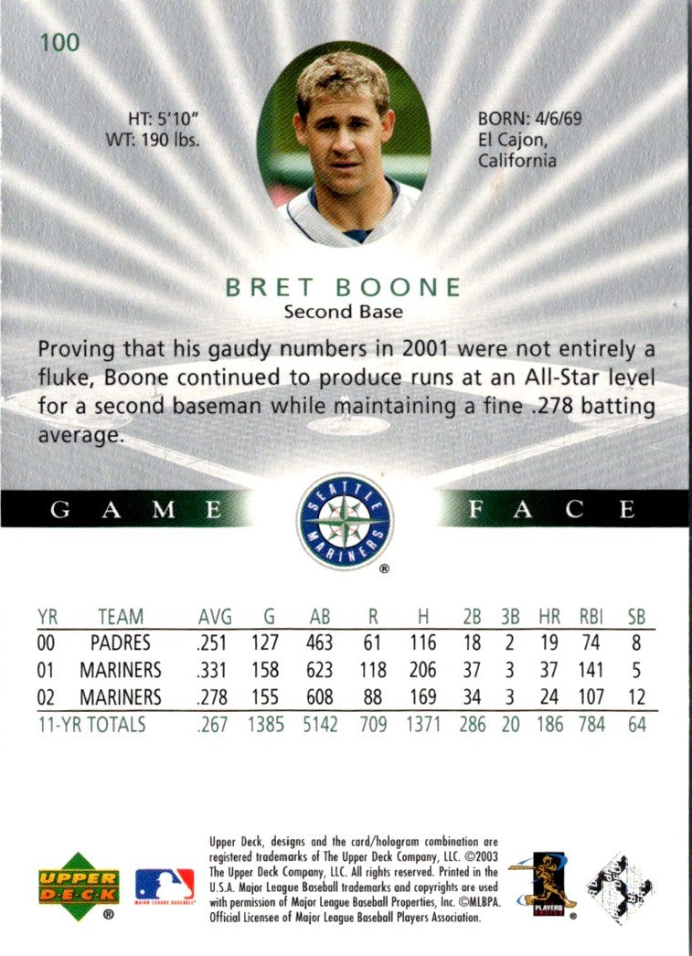 2003 Upper Deck Game Face Bret Boone