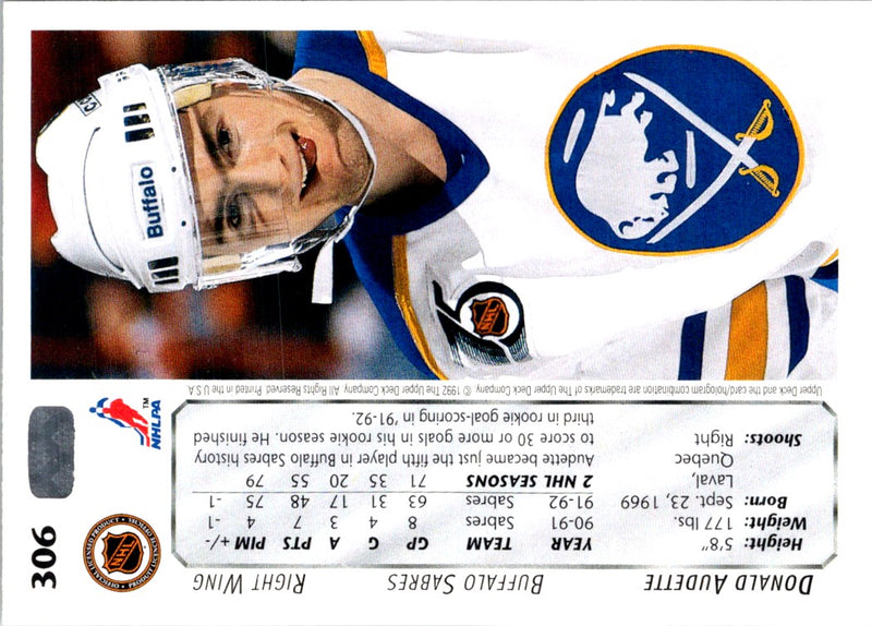 1992 Upper Deck Donald Audette