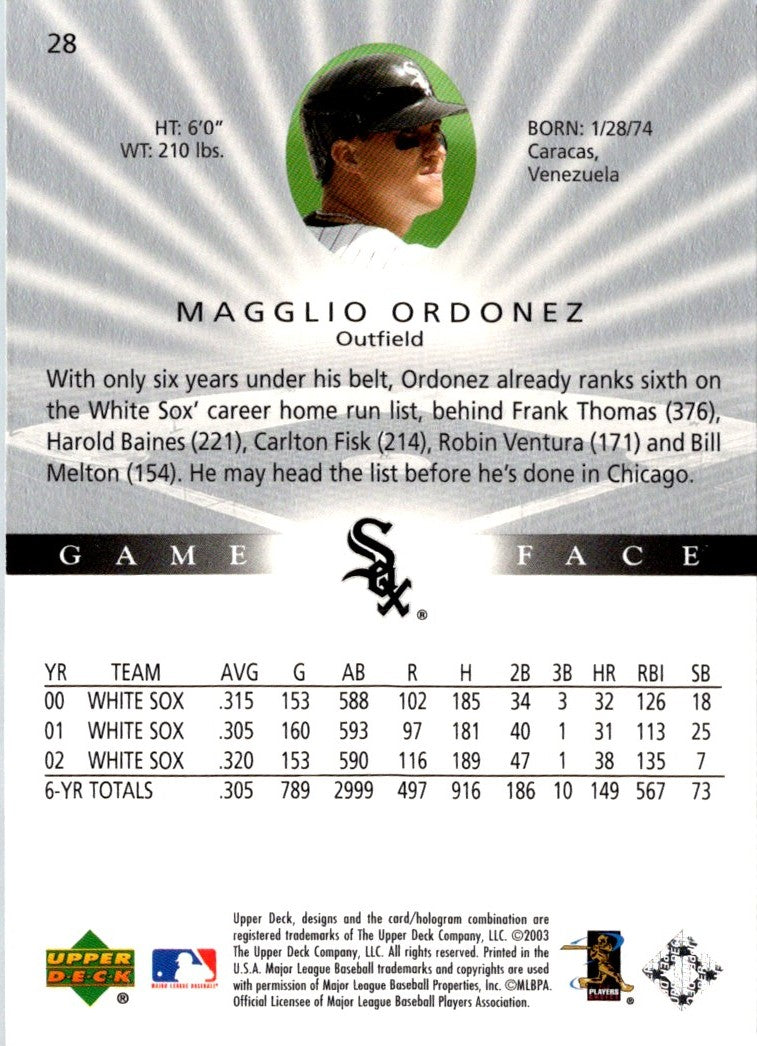 2003 Upper Deck Game Face Magglio Ordonez