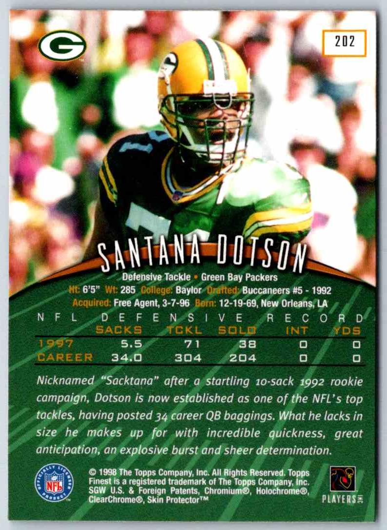 1998 Topps Finest Football Santana Dotson
