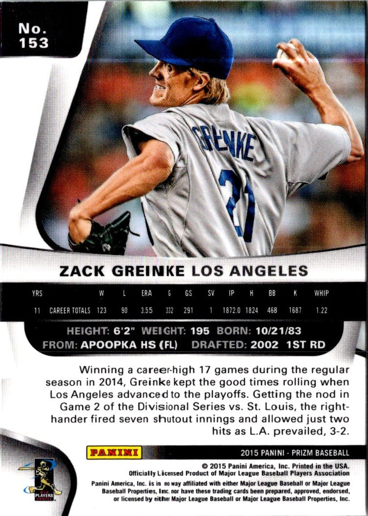 2012 Panini Prizm Zack Greinke