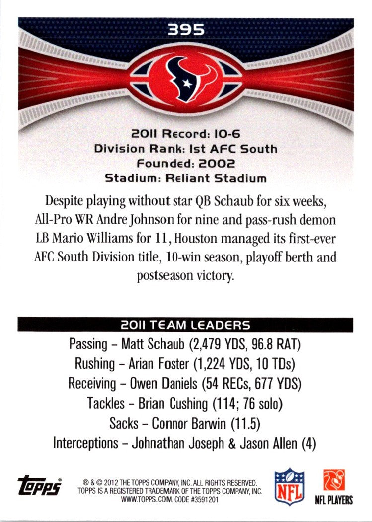 2012 Topps Houston Texans: Arian Foster