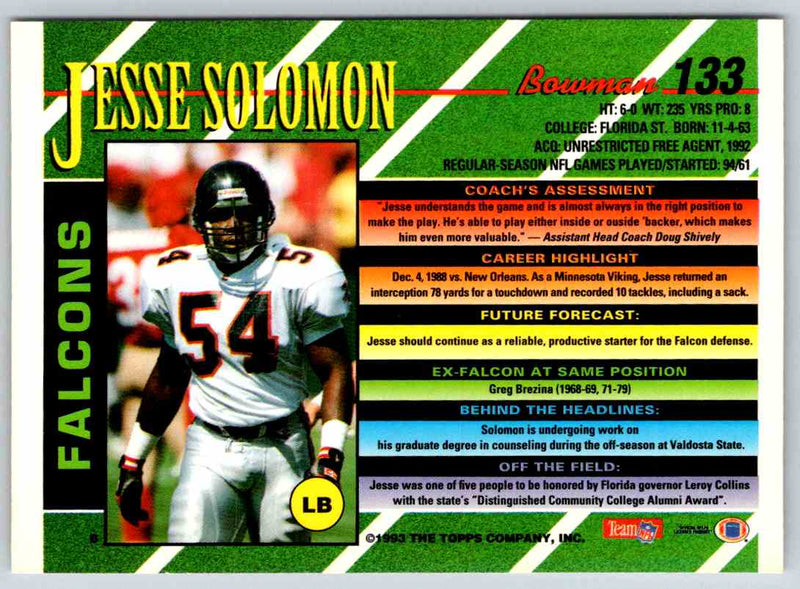 1993 Bowman Football Jesse Solomon