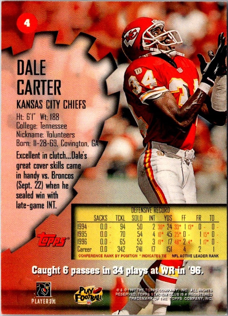 1997 Stadium Club Dale Carter