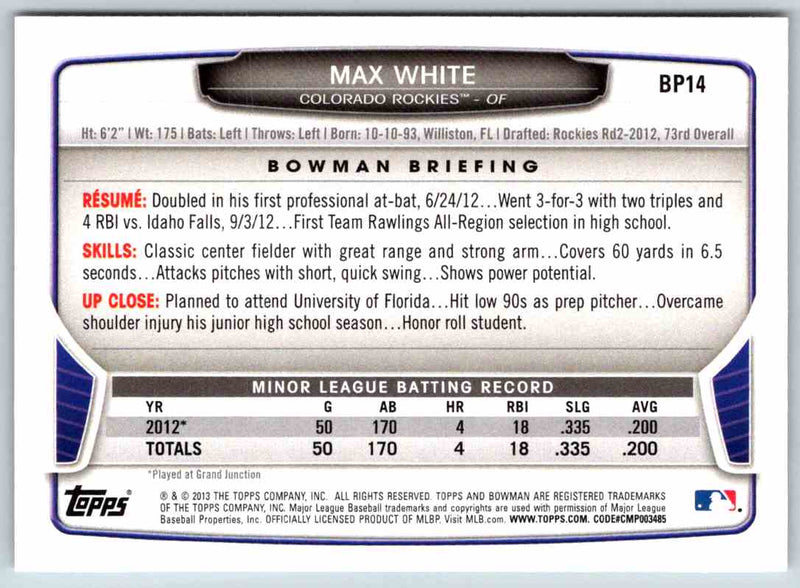 2013 Bowman Max White