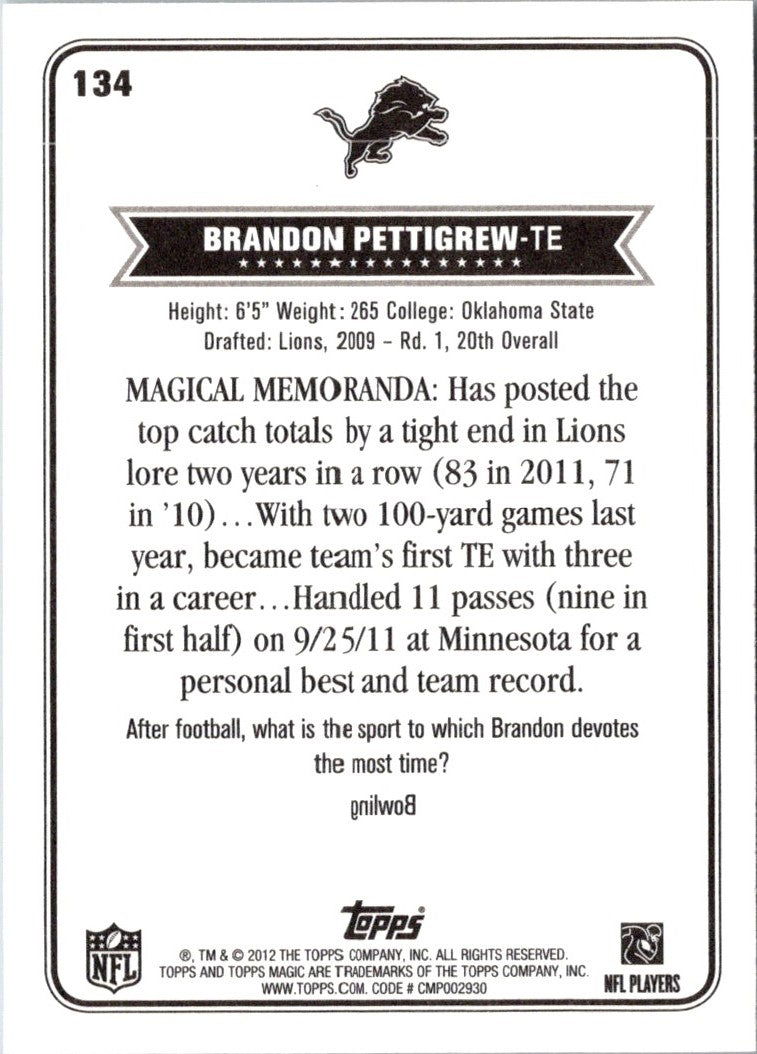 2012 Topps Magic Brandon Pettigrew