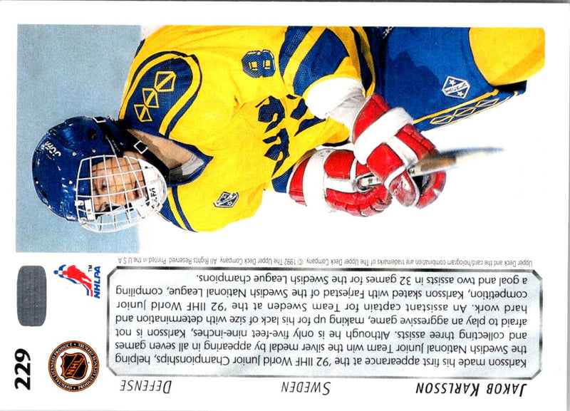 1992 Upper Deck Jakob Karlsson