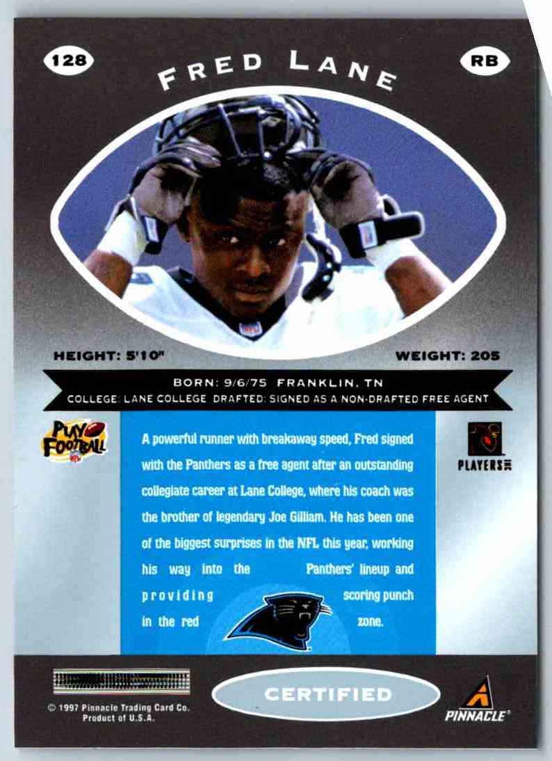 1997 Pinnacle Certified NFL Fred Lane