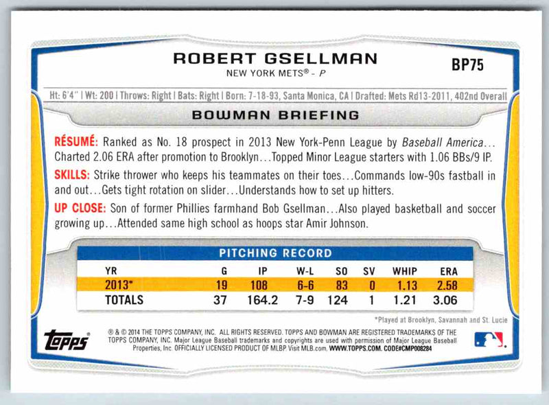 2014 Bowman Robert Gsellman