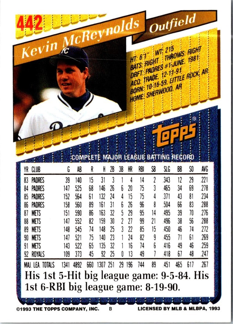 1993 Topps Kevin McReynolds