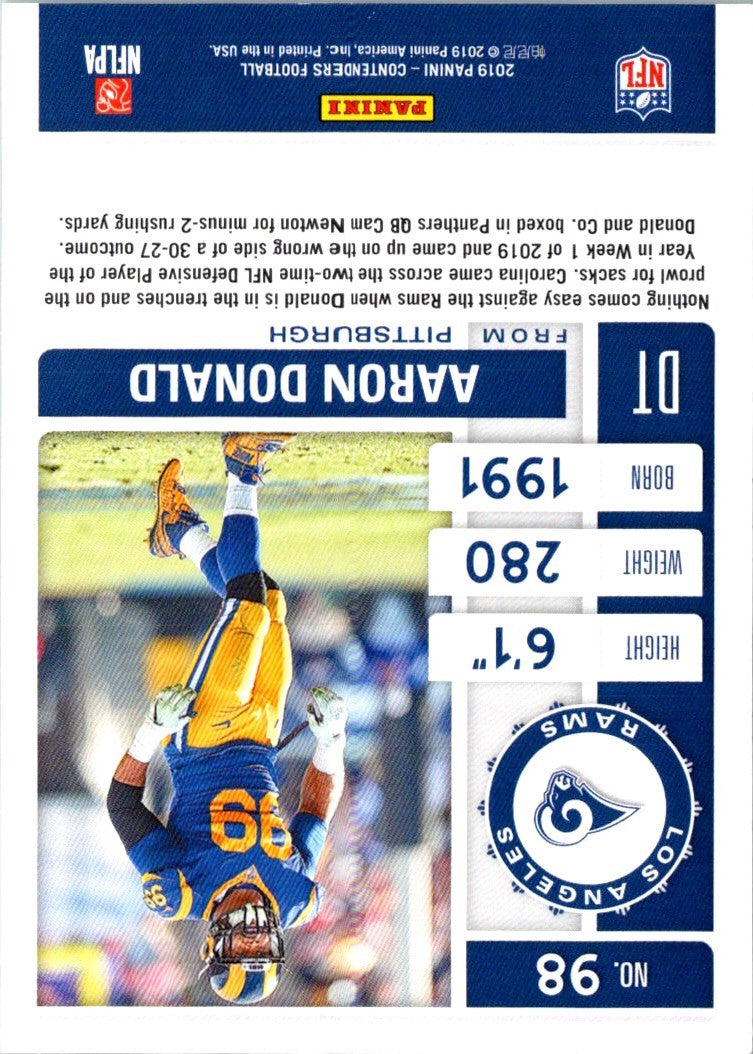 2019 Panini Player of the Day Aaron Donald