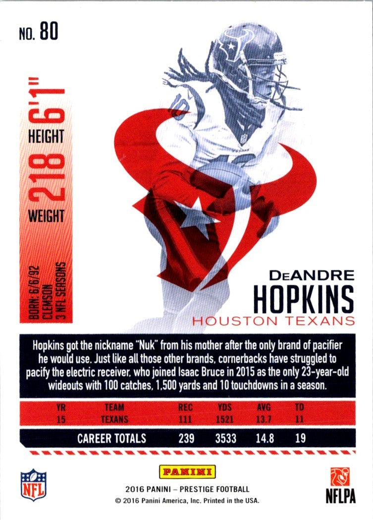 2016 Panini Prestige DeAndre Hopkins