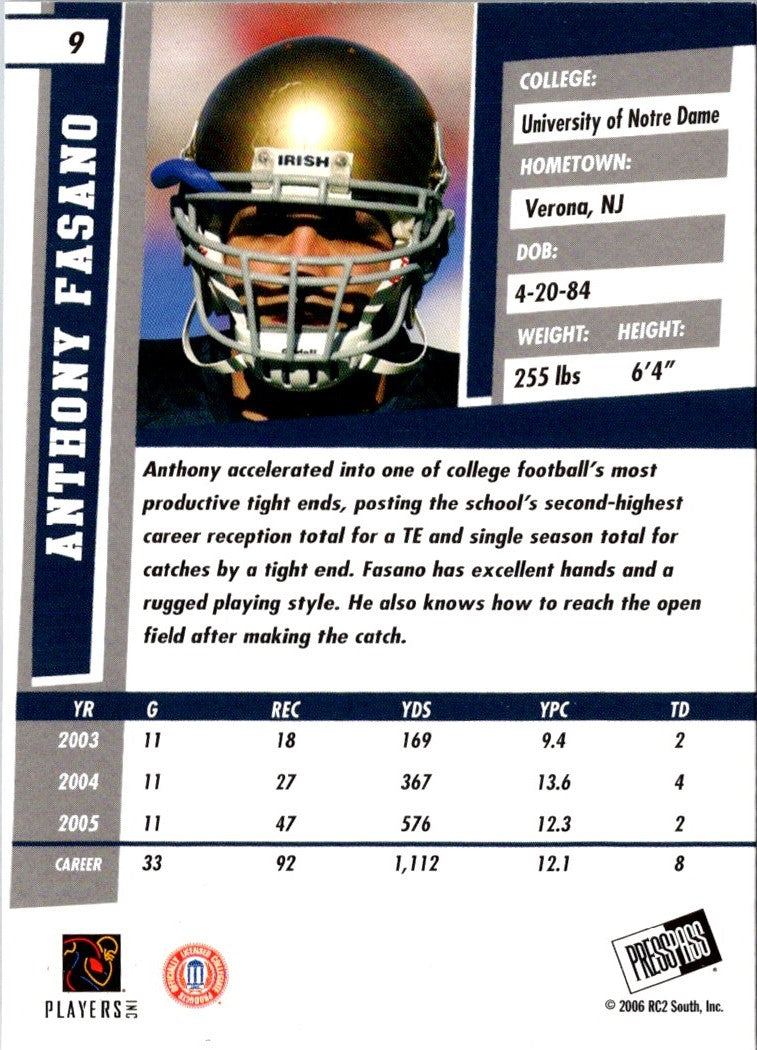 2006 Press Pass SE Anthony Fasano