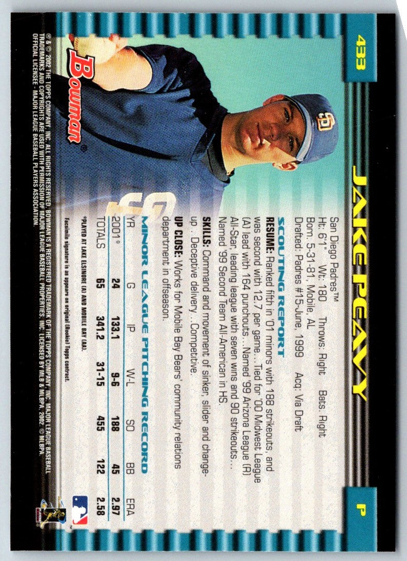 2002 Bowman Jake Peavy