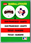 1988 Fleer Team Stickers San Francisco Giants/Texas Rangers