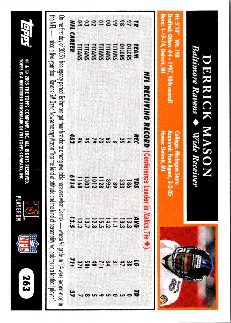 2005 Topps Derrick Mason