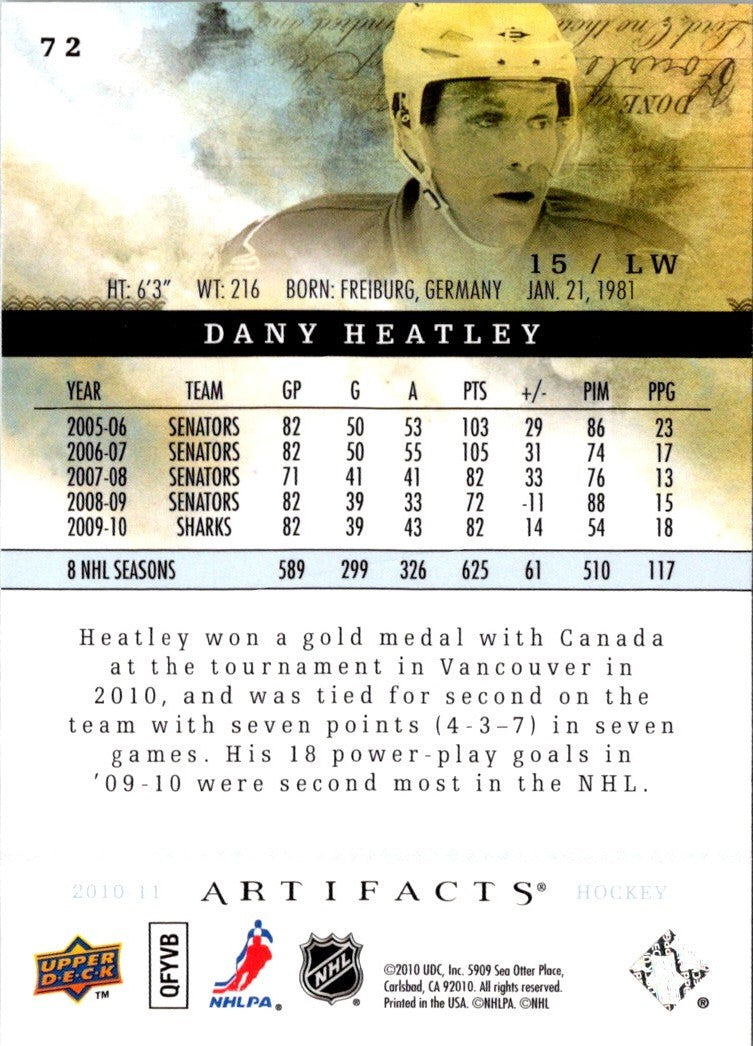 2010 Upper Deck Artifacts Dany Heatley