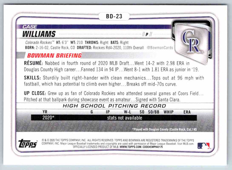 2020 Bowman Case Williams