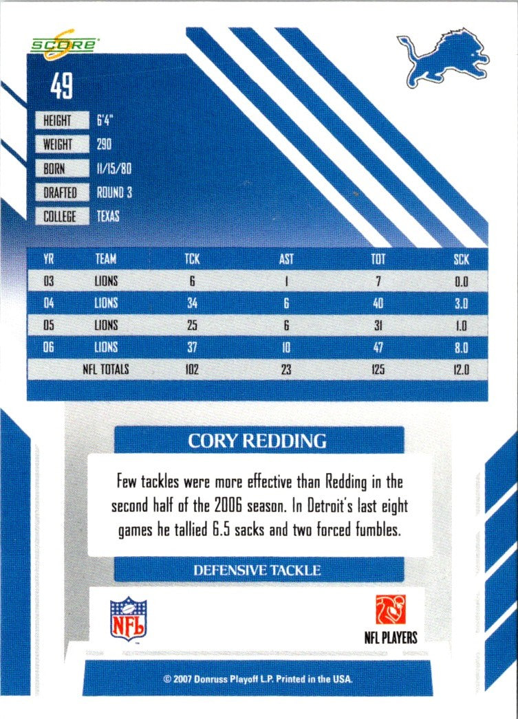 2007 Score Cory Redding