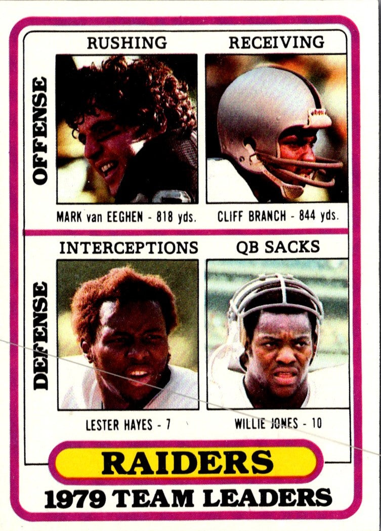 1980 Topps Mark Van Eeghen/Cliff Branch/Lester Hayes/Willie Jones