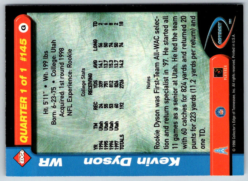 1998 Collector's Edge Odyssey Kevin Dyson