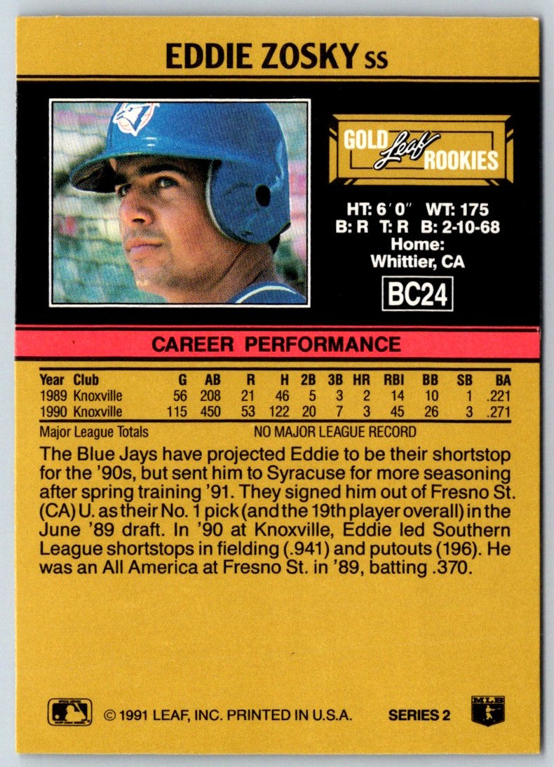 1991 Leaf Gold Rookies Eddie Zosky