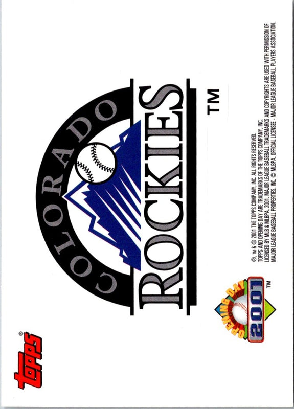 2001 Topps Opening Day Stickers Colorado Rockies #NNO