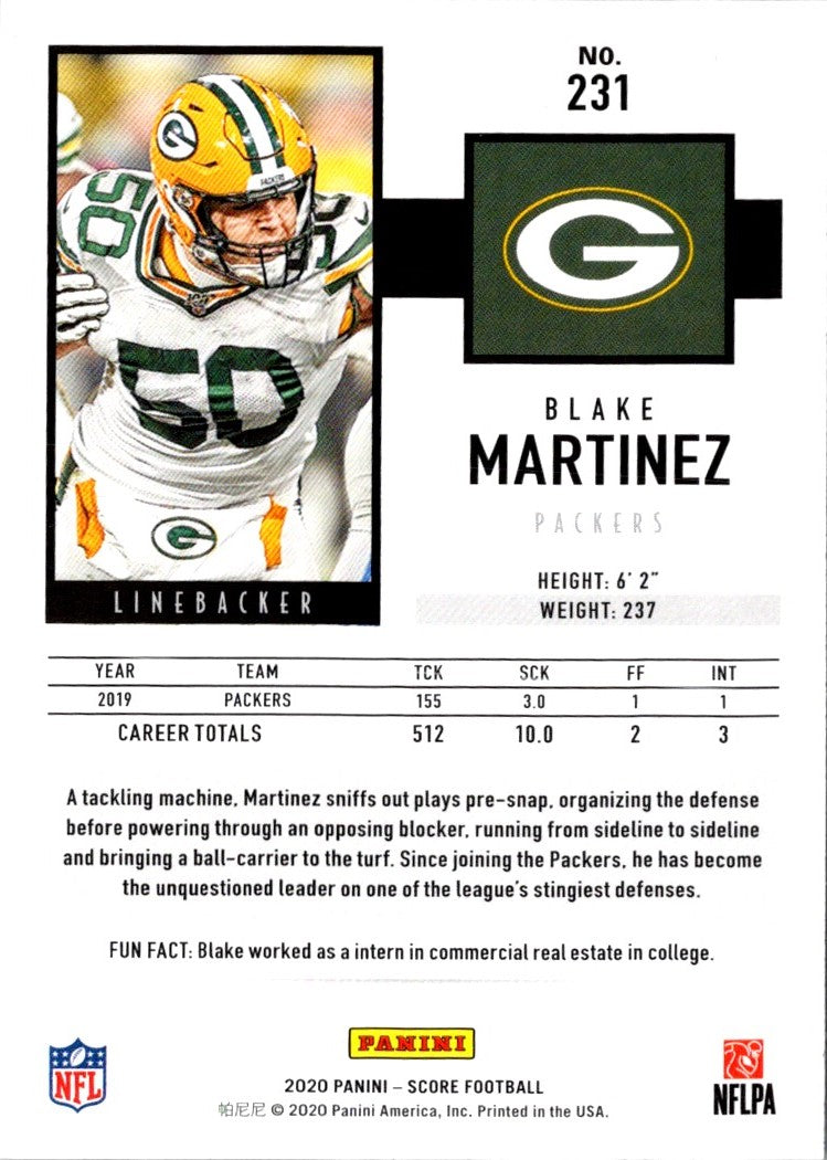 2020 Score Green Blake Martinez