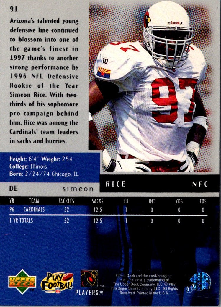 1998 Upper Deck Black Diamond Simeon Rice