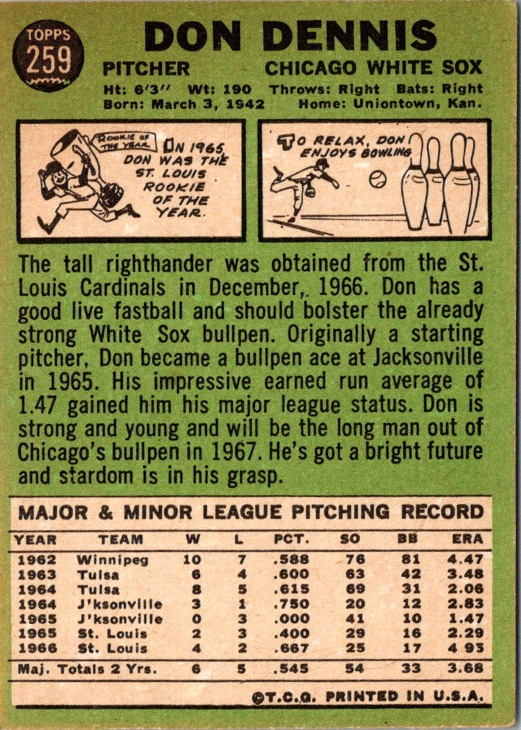 1967 Topps Don Dennis