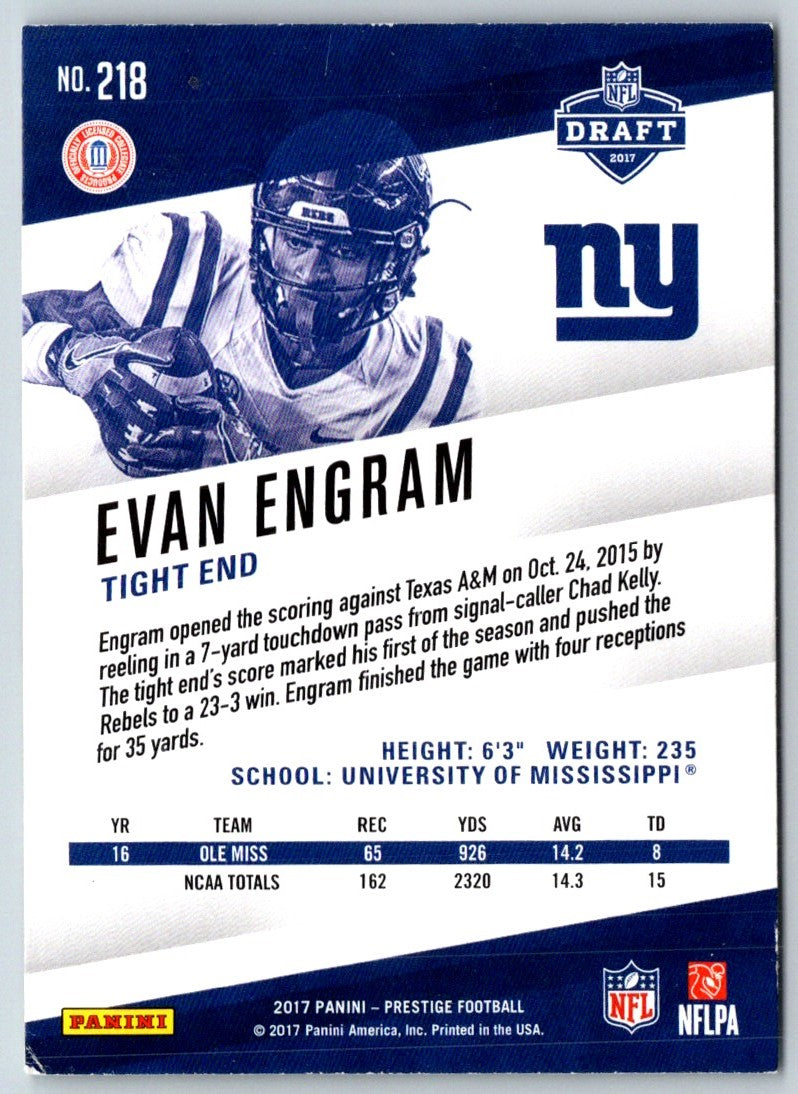 2017 Panini Prestige Xtra Points Green Evan Engram