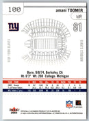 2003 Fleer Authentix Amani Toomer