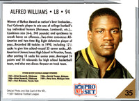 1991 Pro Set Alfred Williams #35 Rookie