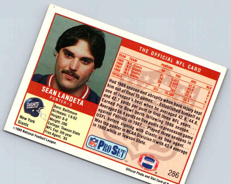 1989 NFL Proset Sean Landeta