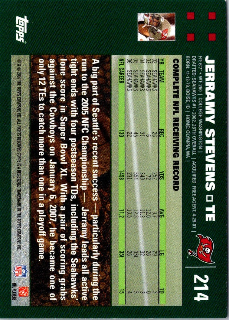 2007 Topps Jerramy Stevens