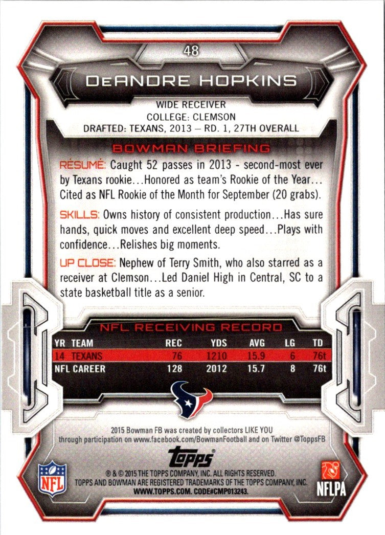 2015 Bowman DeAndre Hopkins