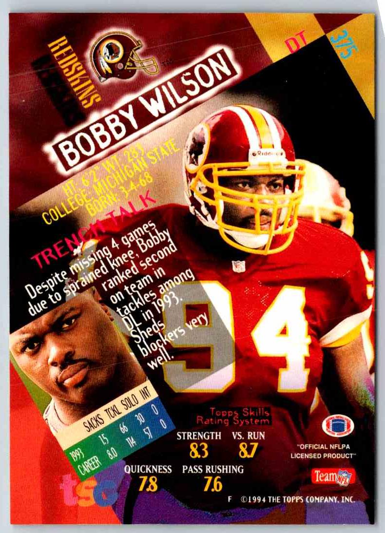 1994 Topps Stadium Club Football Bobby Wilson