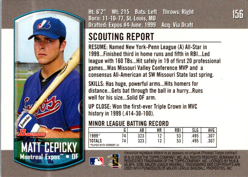 2000 Bowman Matt Cepicky