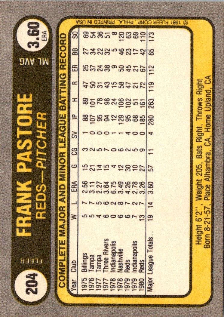 1981 Fleer Frank Pastore