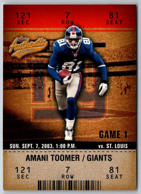 2003 Fleer Authentix Amani Toomer #100
